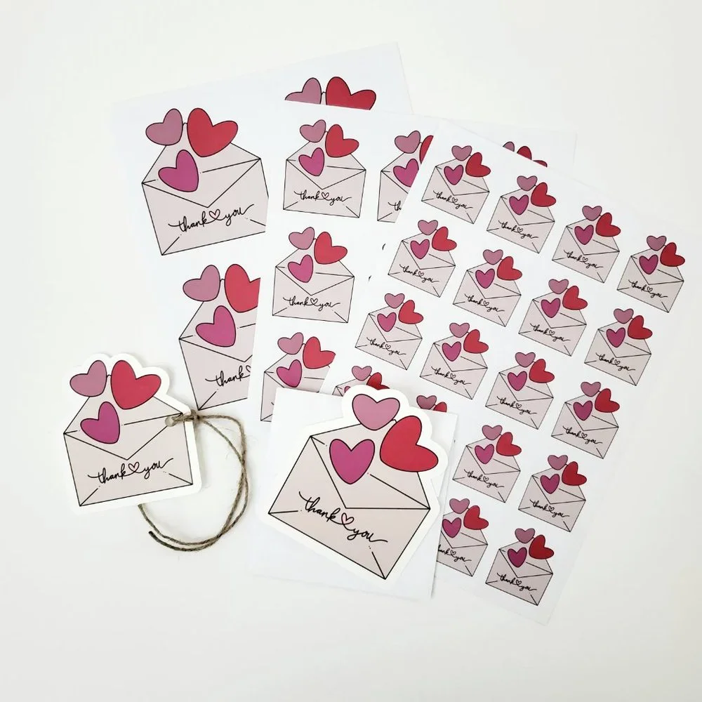 LB066 HANG TAGS Lots of Love Heart Envelope Says Thank You [Price Firm] - Picture 6 of 8